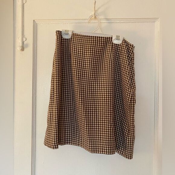 Talbots Dresses & Skirts - Talbots Cream and Brown Checkered Skirt Size 4